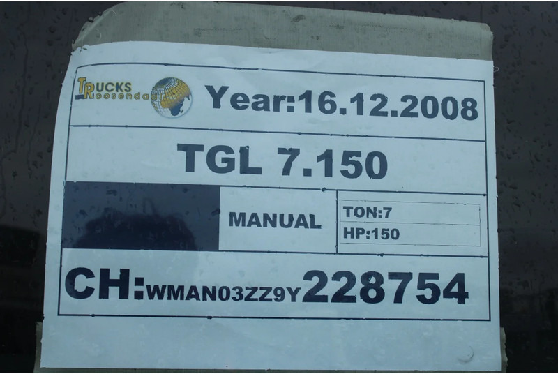 Camion fourgon MAN TGL 7.150 + MANUAL + LIFT: photos 20