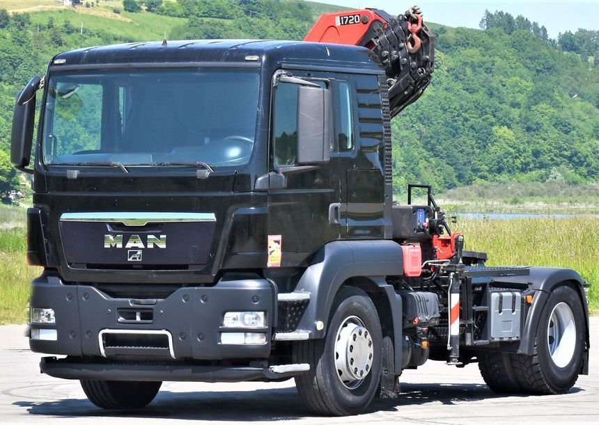 Camion grue, Tracteur routier MAN TGS 18.400 Sattelzugmaschine + HMF 1720 K6/FUNK: photos 4
