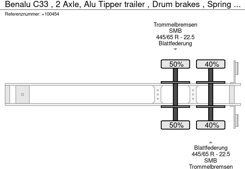 Semi-remorque benne Benalu C33 , 2 Axle, Alu Tipper trailer , Drum brakes , Spring suspension: photos 13