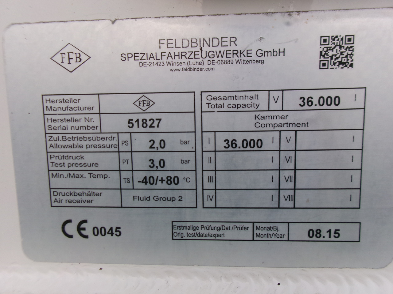 Semi-remorque citerne pour transport de farine Feldbinder Powder tank alu 36 m3 / 1 comp: photos 26