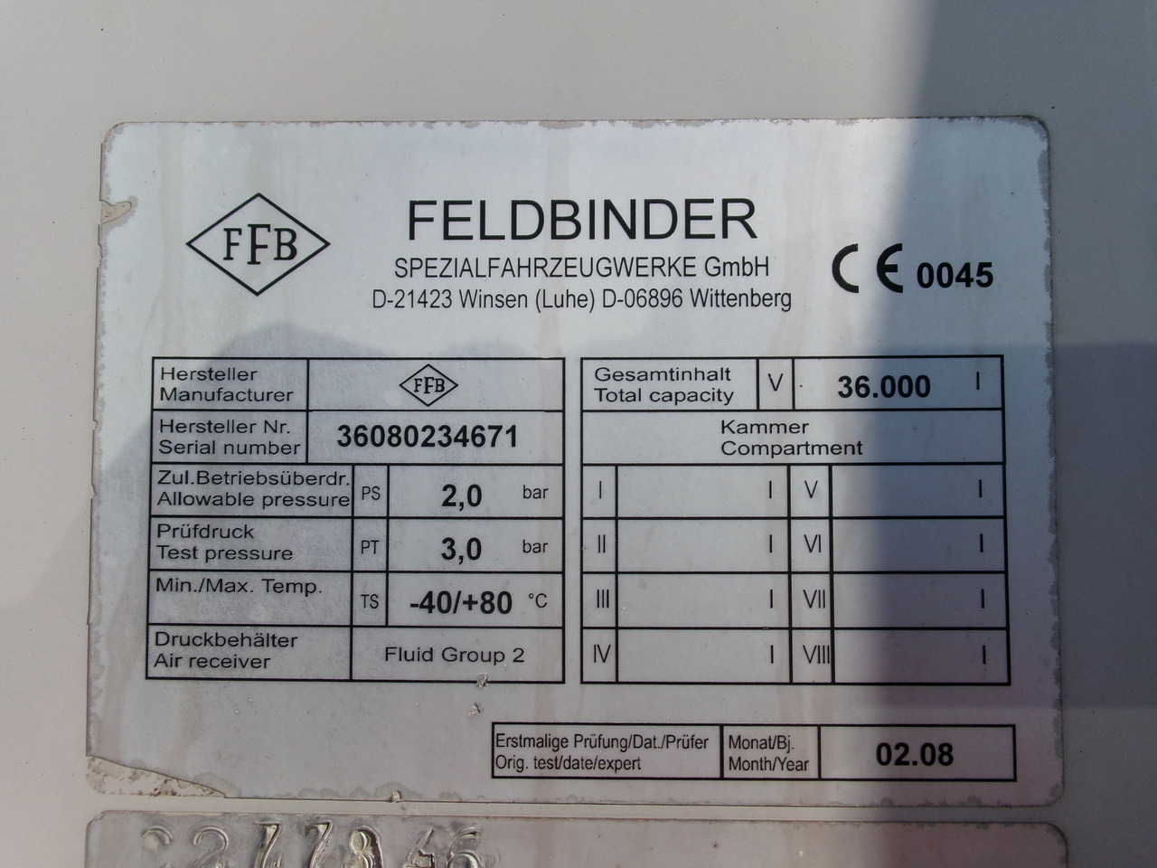 Crédit-bail de Feldbinder Powder tank alu 36 m3 / 1 comp Feldbinder Powder tank alu 36 m3 / 1 comp: photos 19