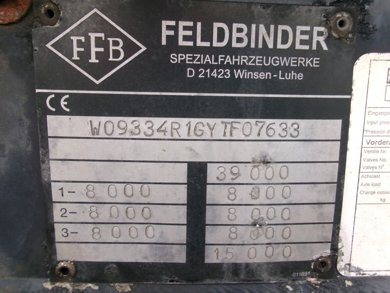 Semi-remorque citerne pour transport de farine Feldbinder Powder tank alu 38 m3 (tipping): photos 20