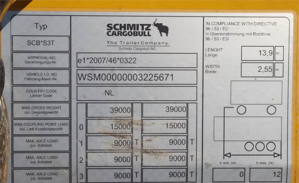 Semi-remorque rideaux coulissants Schmitz CARGOBULL SCB53T CoC Documents, TuV Loading Certif: photos 6