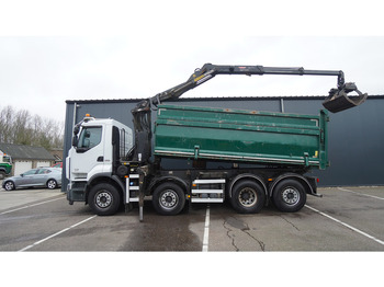 Camion grue Renault PREMIUM 380 DXI 8X2/6 2 SIDE TIPPER WITH PLFINGER Q 170 Z CRANE.278.200KM: photos 2