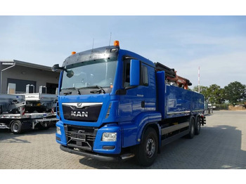 Camion grue, Camion plateau MAN TGS 26.460  – Platforma z żurawiem HDS tylnym do materiałów budowlanych / Retarder / 6x2 / Klima / Euro 6: photos 2