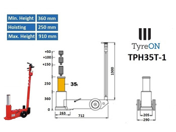 Équipement de garage TPH35T-1 Air hydraulic jack 35 Tons: photos 2