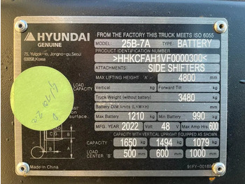 Chariot élévateur électrique neuf Hyundai 25B-7A 2.5 ton Triplex Freelift Sideshift Elektra Heftruck Nieuw: photos 4