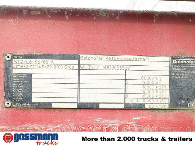 Semi-remorque surbaissé pour transport de équipements lourds Goldhofer STZ-L 6-67/80 A, 6 Achsen, 86.000kg Ges.-Gew.: photos 7 Semi-remorque surbaissé pour transport de équipements lourds Goldhofer STZ-L 6-67/80 A, 6 Achsen, 86.000kg Ges.-Gew.: photos 7