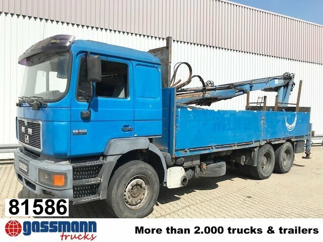 MAN 26.403 DFLC 6x4 BL Kran Heckkran Atlas AK 160.1, - Camion plateau, Camion grue: photos 1 MAN 26.403 DFLC 6x4 BL Kran Heckkran Atlas AK 160.1, - Camion plateau, Camion grue: photos 1