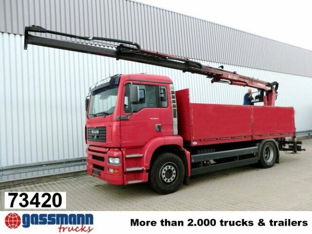 MAN TGA 18.360 4x2, Baustoff, Kran ATLAS 125.1 - Camion plateau, Camion grue: photos 1 MAN TGA 18.360 4x2, Baustoff, Kran ATLAS 125.1 - Camion plateau, Camion grue: photos 1