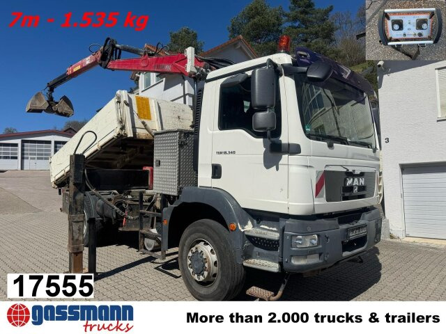 MAN TGM 18.340 4x4 BB mit Penz Kran 11.83 SH, Funk - Camion benne, Camion grue: photos 1 MAN TGM 18.340 4x4 BB mit Penz Kran 11.83 SH, Funk - Camion benne, Camion grue: photos 1