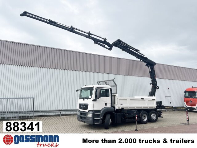 MAN TGS 26.360 6x2-4 BL, 2-Seiten-Kipper, Heckkran - Camion benne, Camion grue: photos 1 MAN TGS 26.360 6x2-4 BL, 2-Seiten-Kipper, Heckkran - Camion benne, Camion grue: photos 1