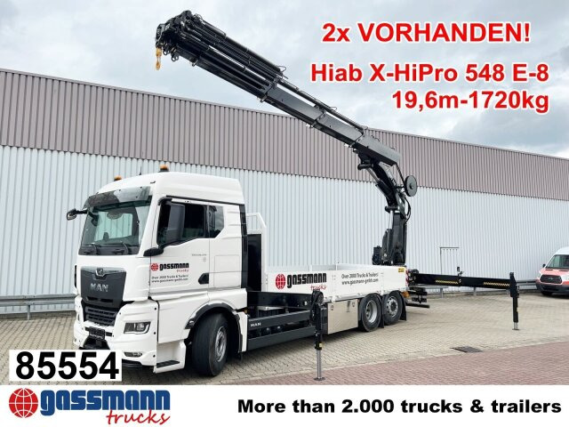 MAN TGX 26.510 6x2-4 LL, Kran Hiab X-HiPro 548 E-8, - Camion plateau, Camion grue: photos 1 MAN TGX 26.510 6x2-4 LL, Kran Hiab X-HiPro 548 E-8, - Camion plateau, Camion grue: photos 1