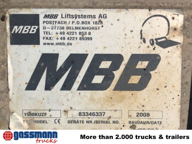 MBB 1500KUZF Ladebordwand unterfaltbar, 1,5t - Hayon élévateur: photos 5 MBB 1500KUZF Ladebordwand unterfaltbar, 1,5t - Hayon élévateur: photos 5