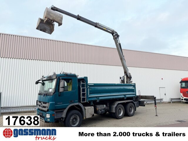Mercedes-Benz Actros 3348 K 6x4, beidseitig Bormatik, Heckkran - Camion benne, Camion grue: photos 1 Mercedes-Benz Actros 3348 K 6x4, beidseitig Bormatik, Heckkran - Camion benne, Camion grue: photos 1