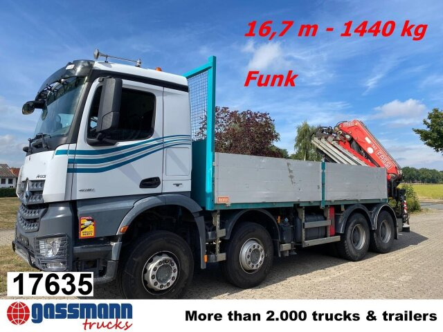 Mercedes-Benz Arocs 4151 K 8x4, Fassi Heckkran F 365 RA. 2.26 - Camion plateau, Camion grue: photos 1 Mercedes-Benz Arocs 4151 K 8x4, Fassi Heckkran F 365 RA. 2.26 - Camion plateau, Camion grue: photos 1