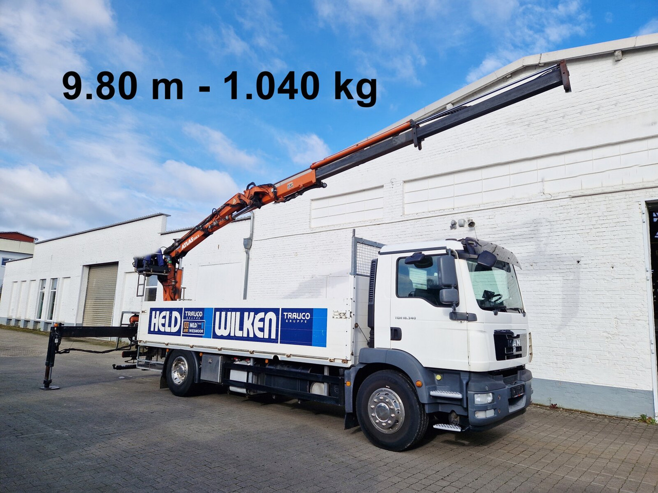MAN TGM 18.340 4x2 BL TGM 18.340 4x2 BL, Atlas Ladekran 135.2 V, 9.8m - 1040 kg - Camion grue, Camion plateau: photos 1 MAN TGM 18.340 4x2 BL TGM 18.340 4x2 BL, Atlas Ladekran 135.2 V, 9.8m - 1040 kg - Camion grue, Camion plateau: photos 1