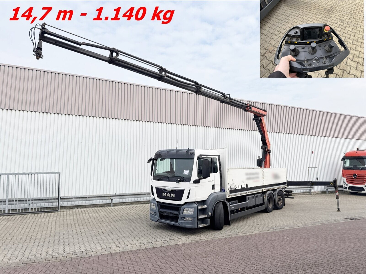 MAN TGS 26.400 6x2-4 LL TGS 26.400 6x2-4 LL, Navi, Lenk-/Liftachse, Heckkran Palfinger PK23002-SH D, Funk - Camion grue: photos 1 MAN TGS 26.400 6x2-4 LL TGS 26.400 6x2-4 LL, Navi, Lenk-/Liftachse, Heckkran Palfinger PK23002-SH D, Funk - Camion grue: photos 1