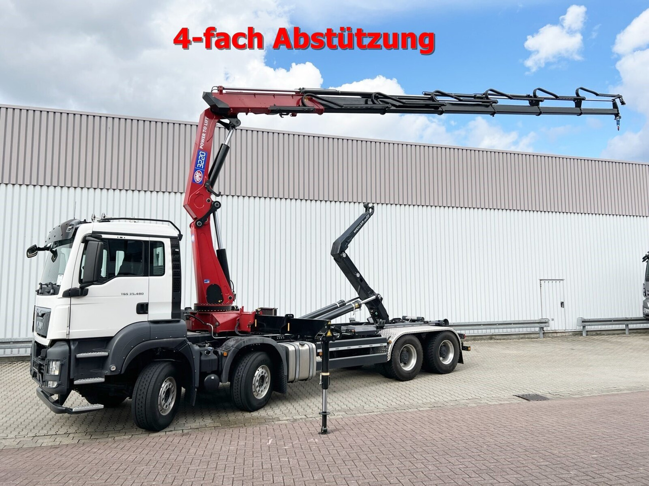 MAN TGS 35.480 8X4 BL TGS 35.480 8X4 BL, Intarder, Kran HMF 3220-K6, 4-fach Abstützung, Funk - Camion ampliroll, Camion grue: photos 1 MAN TGS 35.480 8X4 BL TGS 35.480 8X4 BL, Intarder, Kran HMF 3220-K6, 4-fach Abstützung, Funk - Camion ampliroll, Camion grue: photos 1