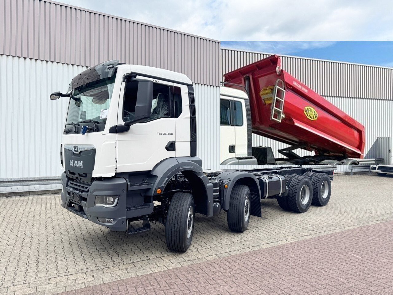 MAN TGS 35.480 8x8 BB CH TGS 35.480 8x8 BB CH, Meiller Stahlmulde 18m³ - Tombereau: photos 1 MAN TGS 35.480 8x8 BB CH TGS 35.480 8x8 BB CH, Meiller Stahlmulde 18m³ - Tombereau: photos 1