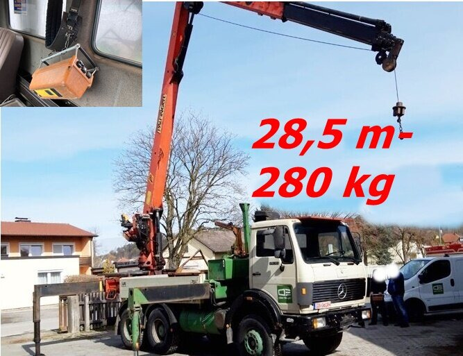 Mercedes-Benz 2635 6x4 2635 6x4, V8, Heckkran Palfinger PK 28000, Funk, 28,5m-280kg - Camion grue, Camion plateau: photos 1 Mercedes-Benz 2635 6x4 2635 6x4, V8, Heckkran Palfinger PK 28000, Funk, 28,5m-280kg - Camion grue, Camion plateau: photos 1
