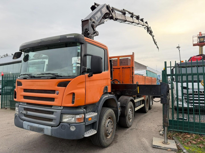 Scania P420 8X4 PRITSCHE + (25m) KRAN HIAB 422 E-5 HIPRO + JIB 100X-4 - RETARDER - *284.000km* - MANUAL - STEEL SPRING - EURO 3 - BE TRUCK - Camion plateau, Camion grue: photos 4 Scania P420 8X4 PRITSCHE + (25m) KRAN HIAB 422 E-5 HIPRO + JIB 100X-4 - RETARDER - *284.000km* - MANUAL - STEEL SPRING - EURO 3 - BE TRUCK - Camion plateau, Camion grue: photos 4