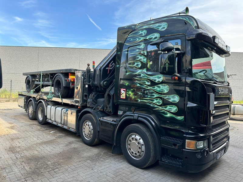 Scania R620 8x2 + KRAN HIAB 800EP-5 HiPro - RETARDER - LIFT/STEERING AXLE - HIGHLINE SLEEPER - LEATHER - ALCOA - Camion plateau, Camion grue: photos 1 Scania R620 8x2 + KRAN HIAB 800EP-5 HiPro - RETARDER - LIFT/STEERING AXLE - HIGHLINE SLEEPER - LEATHER - ALCOA - Camion plateau, Camion grue: photos 1
