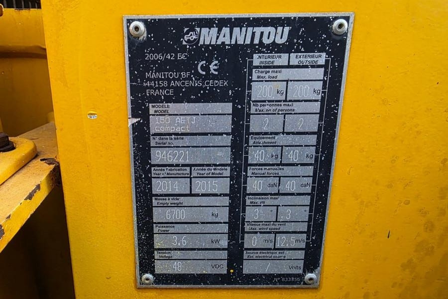 Nacelle articulée Manitou 150AETJ Compact As-Is, Electric, 15m Working Heigh: photos 6