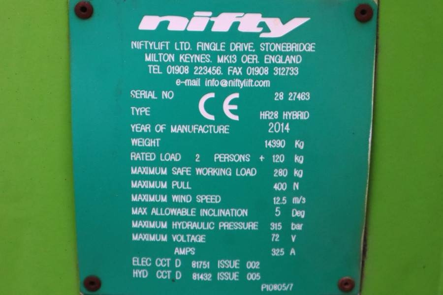 Crédit-bail de Niftylift HR28 HYBRIDE Valid inspection, *Guarantee! Hybrid,  Niftylift HR28 HYBRIDE Valid inspection, *Guarantee! Hybrid,: photos 7 Crédit-bail de Niftylift HR28 HYBRIDE Valid inspection, *Guarantee! Hybrid,  Niftylift HR28 HYBRIDE Valid inspection, *Guarantee! Hybrid,: photos 7