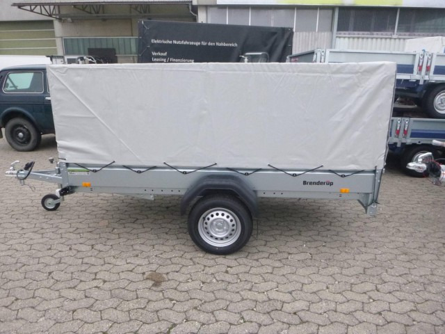 Brenderup Tieflader 2270SUB750 Stahl, 0,75 to. 2700x1300x270mm mit Hochplane 105 cm Lichte Höhe - Remorque voiture: photos 3 Brenderup Tieflader 2270SUB750 Stahl, 0,75 to. 2700x1300x270mm mit Hochplane 105 cm Lichte Höhe - Remorque voiture: photos 3