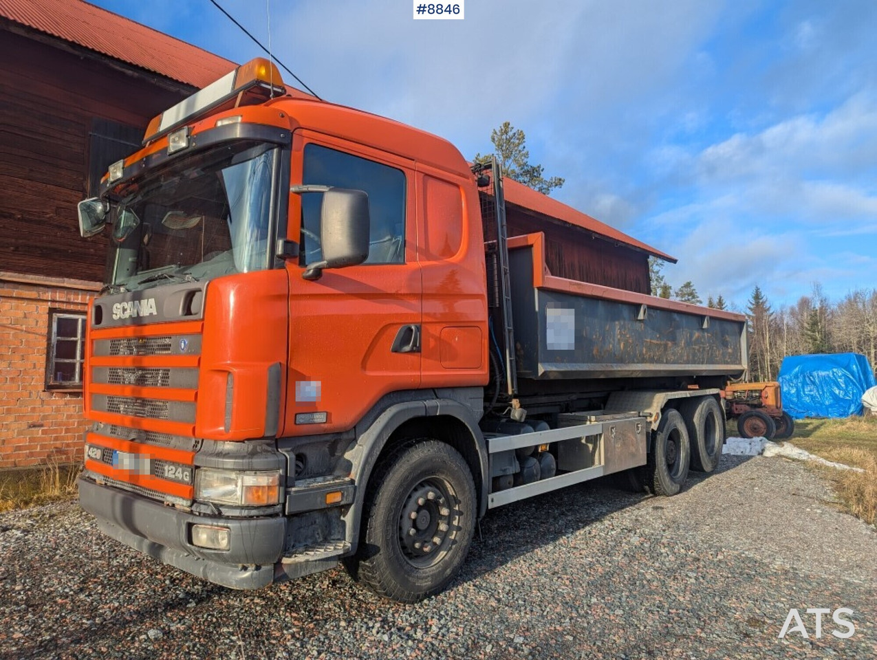 Hook Truck Scania R124BG 6x2 with gravel flatbed (SEE VIDEO) - Camion ampliroll: photos 1 Hook Truck Scania R124BG 6x2 with gravel flatbed (SEE VIDEO) - Camion ampliroll: photos 1
