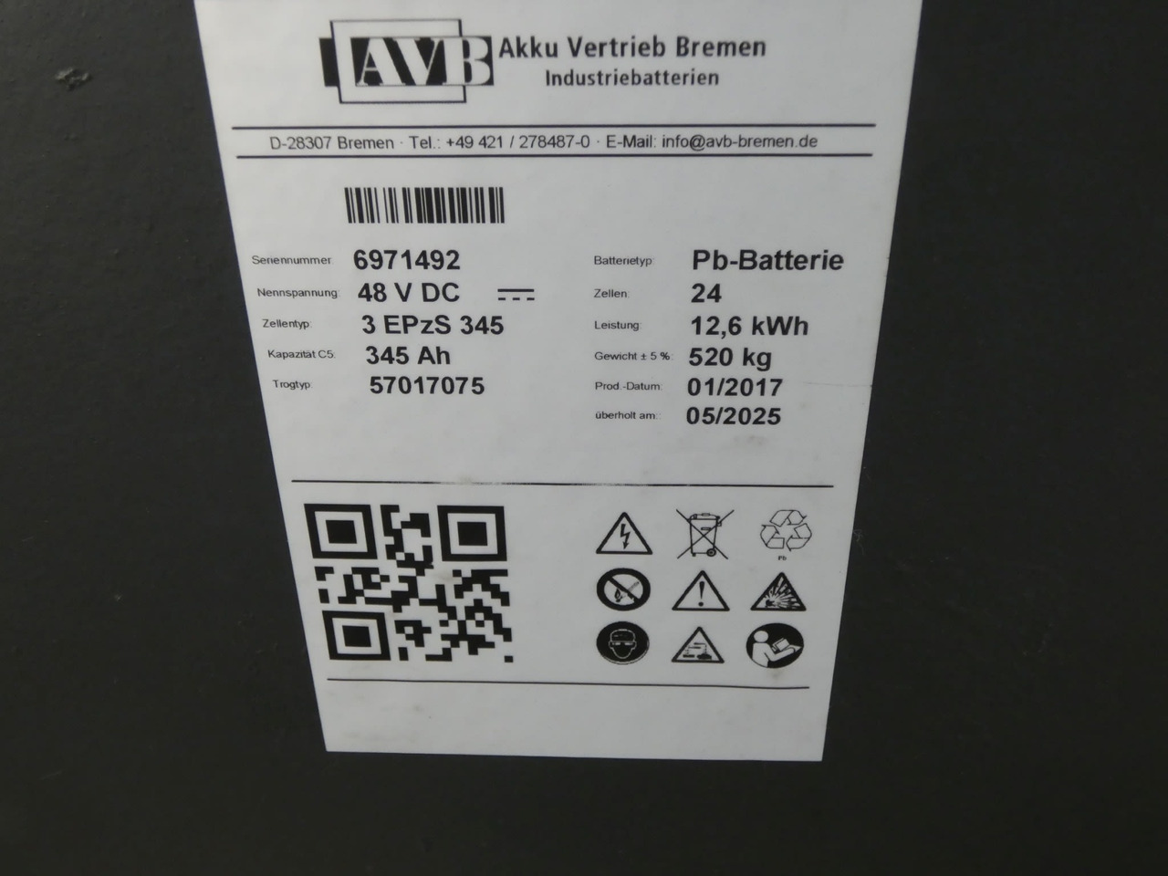 AVB Battery 3EPZS345 - Accumulateur pour Matériel de manutention: photos 2 AVB Battery 3EPZS345 - Accumulateur pour Matériel de manutention: photos 2
