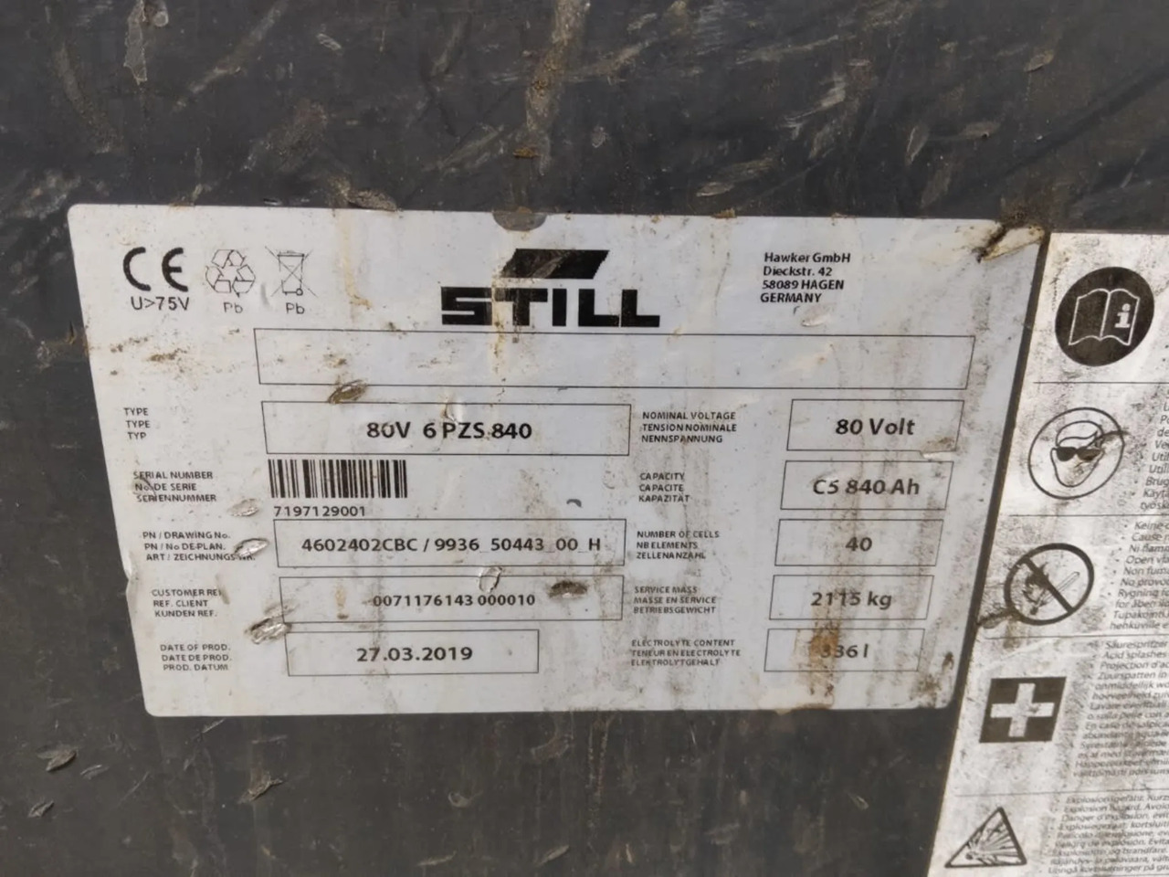 Hawker Battery 80V 840Ah - Accumulateur pour Matériel de manutention: photos 2 Hawker Battery 80V 840Ah - Accumulateur pour Matériel de manutention: photos 2