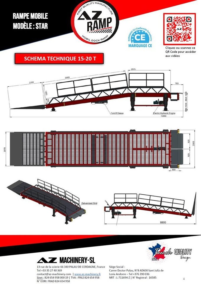 Rampe de chargement neuf **RENTAL** Loading Ramp with with hydraulic tilting bridge -  AZ RAMP - STAR- 8T. 8 ton capacity: photos 6