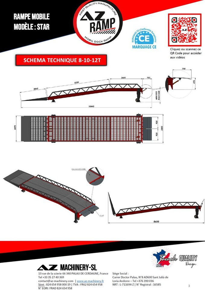Rampe de chargement neuf **RENTAL** Loading Ramp with with hydraulic tilting bridge -  AZ RAMP - STAR- 8T. 8 ton capacity: photos 5