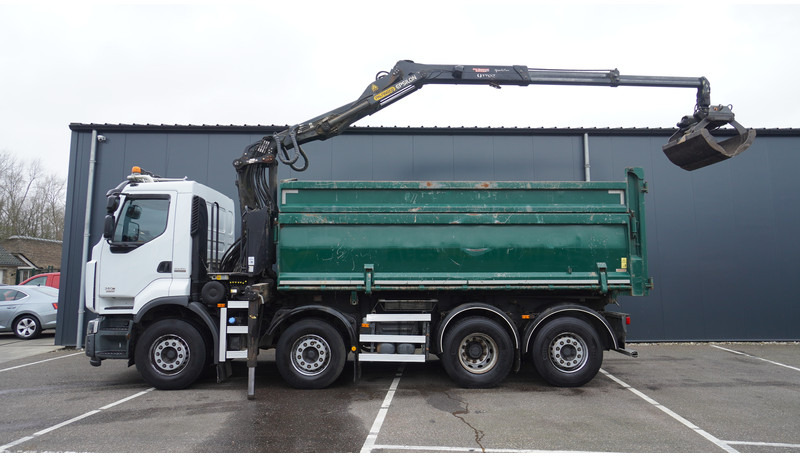 Renault PREMIUM 380 DXI 8X2/6 2 SIDE TIPPER WITH PLFINGER Q 170 Z CRANE.278.200KM - Camion grue: photos 1 Renault PREMIUM 380 DXI 8X2/6 2 SIDE TIPPER WITH PLFINGER Q 170 Z CRANE.278.200KM - Camion grue: photos 1
