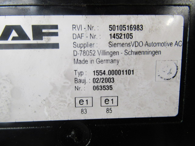 DAF LF55 CLOCK CLUSTER P/NO 1452105 - Cabine et intérieur pour Camion: photos 2 DAF LF55 CLOCK CLUSTER P/NO 1452105 - Cabine et intérieur pour Camion: photos 2