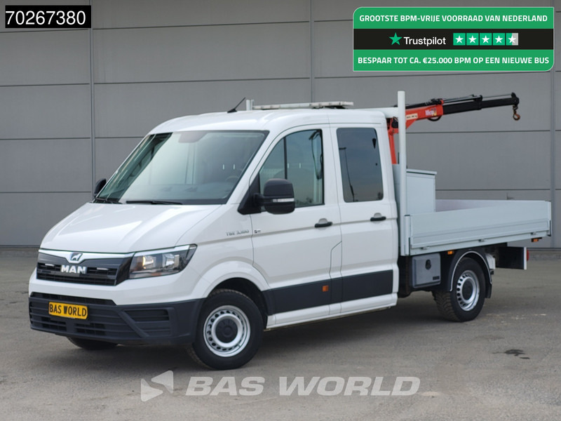 MAN TGE 3.180 Open Laadbak Dubbel Cabine met Kraan Fassi 3,5t Trekhaak Airco Kran Pritsche Pickup Airco Dubbel cabine Trekhaak Cruise control - Véhicule utilitaire: photos 1 MAN TGE 3.180 Open Laadbak Dubbel Cabine met Kraan Fassi 3,5t Trekhaak Airco Kran Pritsche Pickup Airco Dubbel cabine Trekhaak Cruise control - Véhicule utilitaire: photos 1