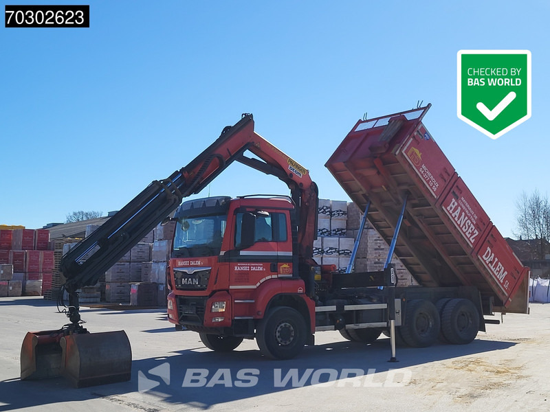 MAN TGS 33.440 6X4 Palfinger PK23001-EH Kran Crane Big-Axle 13m3 tipper Euro 6 - Camion benne, Camion grue: photos 1 MAN TGS 33.440 6X4 Palfinger PK23001-EH Kran Crane Big-Axle 13m3 tipper Euro 6 - Camion benne, Camion grue: photos 1
