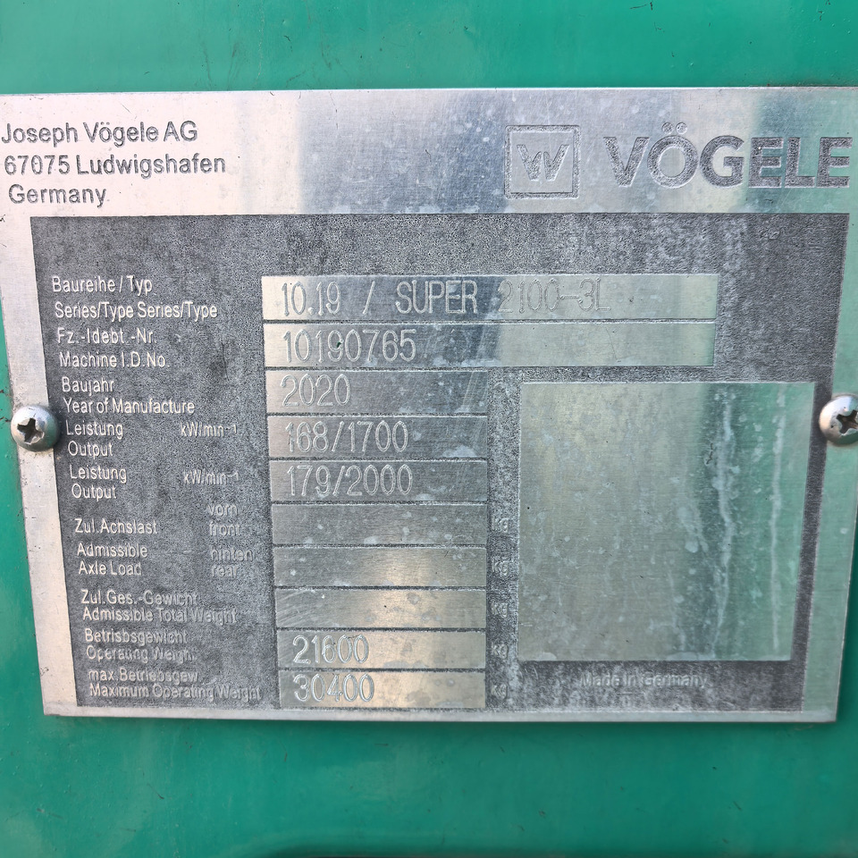 Crédit-bail de  VOGELE Road Construction Machines S2100-3 Second Hand Asphalt Paver With High Quality VOGELE Road Construction Machines S2100-3 Second Hand Asphalt Paver With High Quality: photos 10