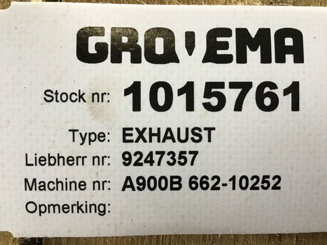 Liebherr A900 B / A900 Li / A900 ZW / A900B Li / R900 B / R900 Li / R900B Li - Silencieux: photos 1 Liebherr A900 B / A900 Li / A900 ZW / A900B Li / R900 B / R900 Li / R900B Li - Silencieux: photos 1