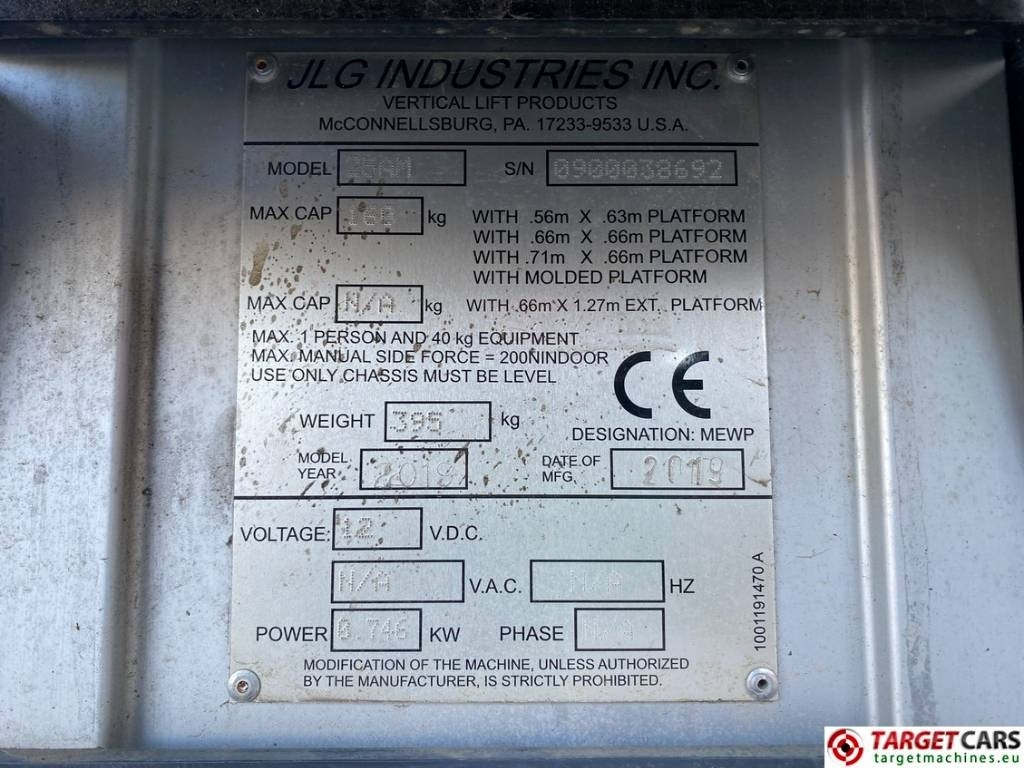 Crédit-bail de JLG 25AM Electric Vertical Mast Work Lift 967cm  JLG 25AM Electric Vertical Mast Work Lift 967cm: photos 10