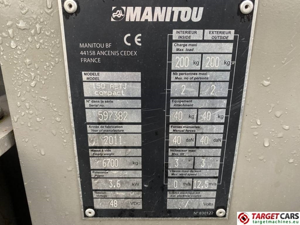 Nacelle articulée Manitou 150AETJC El Articulated 150AETJ Boom 15M DEFECT: photos 10