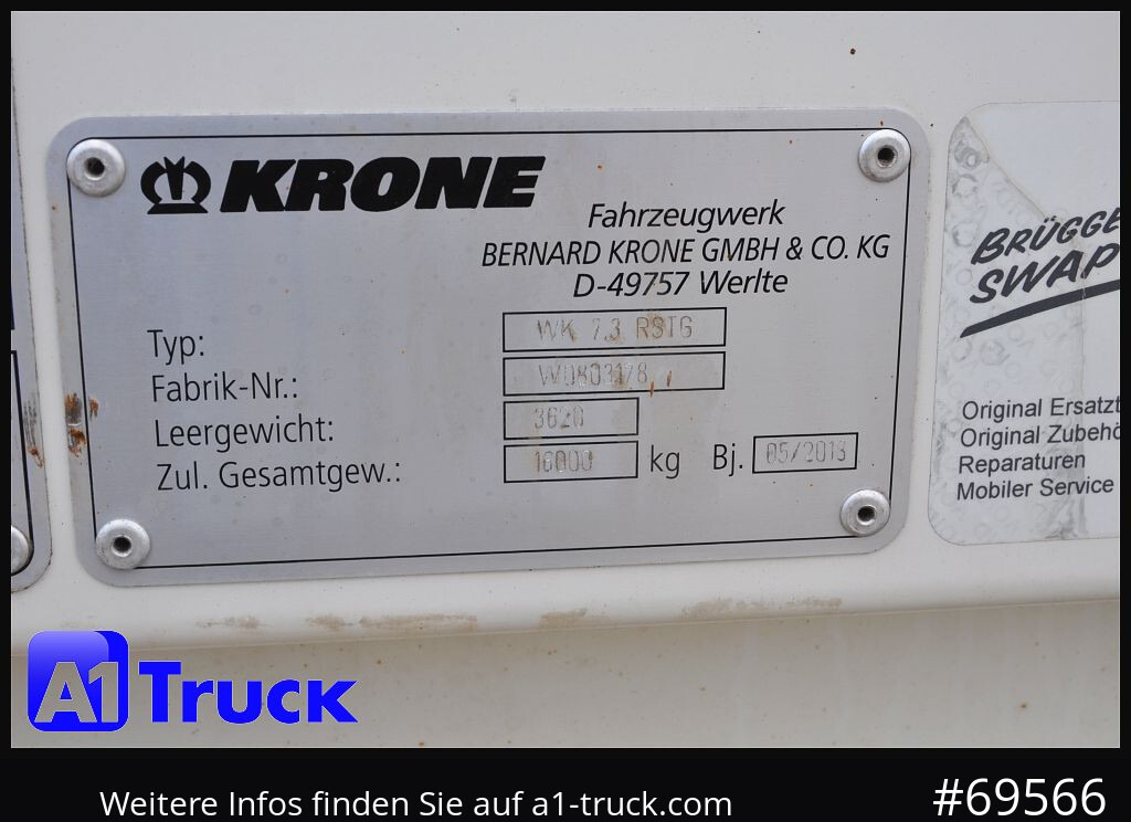 Carrosserie fourgon KRONE Wechselbrücke BDF 7,45 Koffer,  Textil 2750mm innen, 20 x vorhanden: photos 8