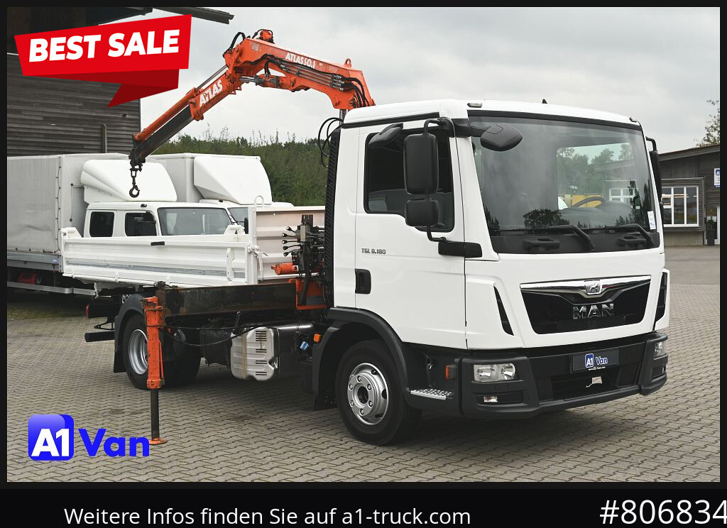 MAN TGL 8.180 Kipper Kran, Meiller, Atlas, AHK - Camion benne, Camion grue: photos 1 MAN TGL 8.180 Kipper Kran, Meiller, Atlas, AHK - Camion benne, Camion grue: photos 1