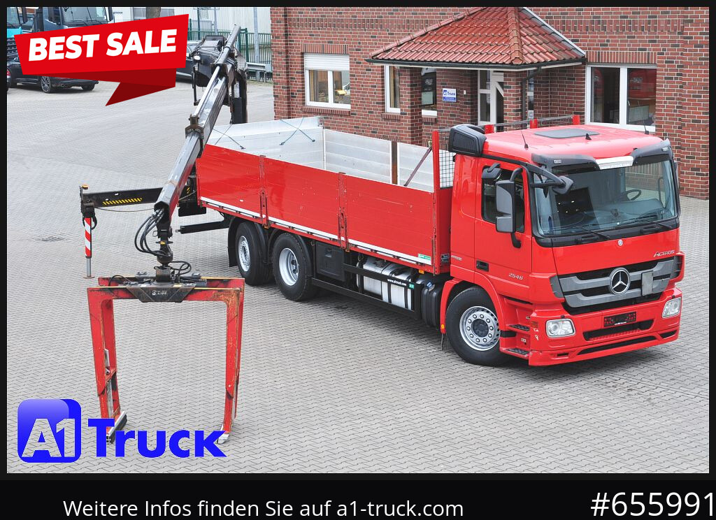 MERCEDES-BENZ Actros 2546 MP 3, HIAB Kran, Lift-Lenkachse, - Camion plateau, Camion grue: photos 1 MERCEDES-BENZ Actros 2546 MP 3, HIAB Kran, Lift-Lenkachse, - Camion plateau, Camion grue: photos 1