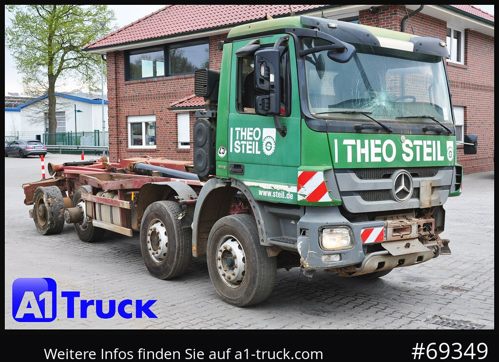 Camion ampliroll MERCEDES-BENZ Actros 3244, MP3  8x4, BB, UNFALL, HIAB, Ersatzteilspender,: photos 1