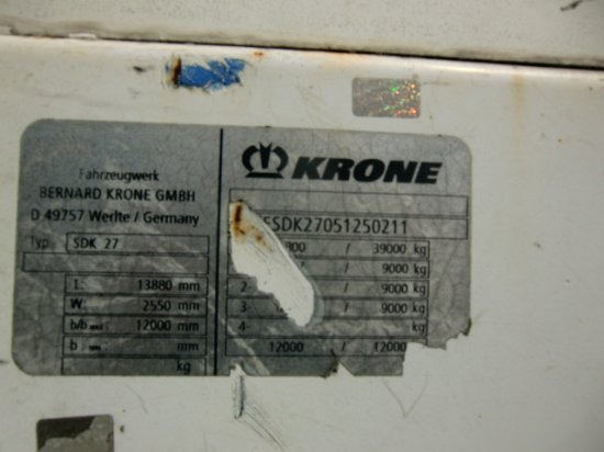 Semi-remorque fourgon Krone 3-achs Kofferauflieger  SDK 27 Zurrschienen: photos 7