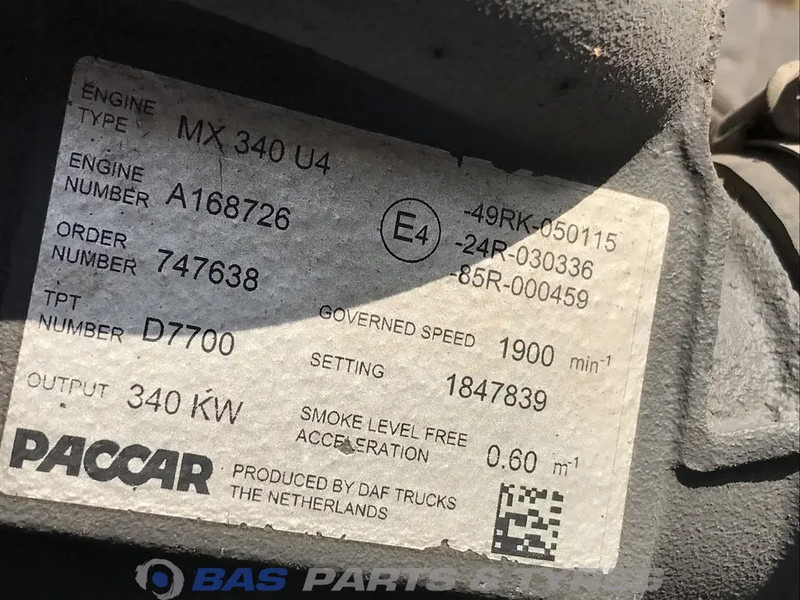 DAF CF85 Euro 4-5 Motor DAF MX340 U4 1850003 - Moteur pour Camion: photos 5 DAF CF85 Euro 4-5 Motor DAF MX340 U4 1850003 - Moteur pour Camion: photos 5