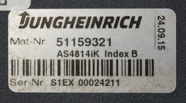 Jungheinrich 51159321 | Rij/hef regeling drive/lifting controller AS4814Ik Index - Bloc de gestion pour Matériel de manutention: photos 4 Jungheinrich 51159321 | Rij/hef regeling drive/lifting controller AS4814Ik Index - Bloc de gestion pour Matériel de manutention: photos 4